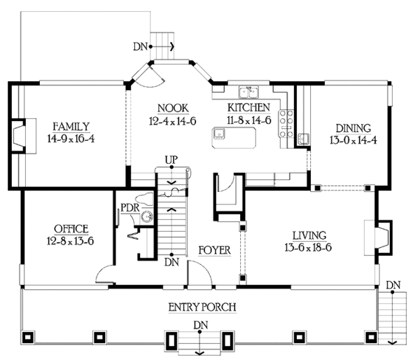 Architectural House Design - Craftsman Floor Plan - Main Floor Plan #132-465