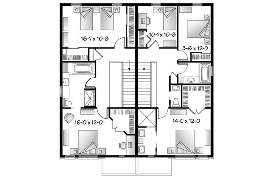 Floor Plan - Upper Floor for Contemporary House Plan #23-2596 - 5 bed, 2 bath