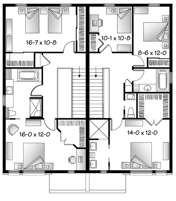 Contemporary Floor Plan - Upper Floor Plan #23-2596