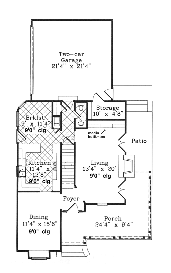 House Blueprint - Country Floor Plan - Main Floor Plan #985-13