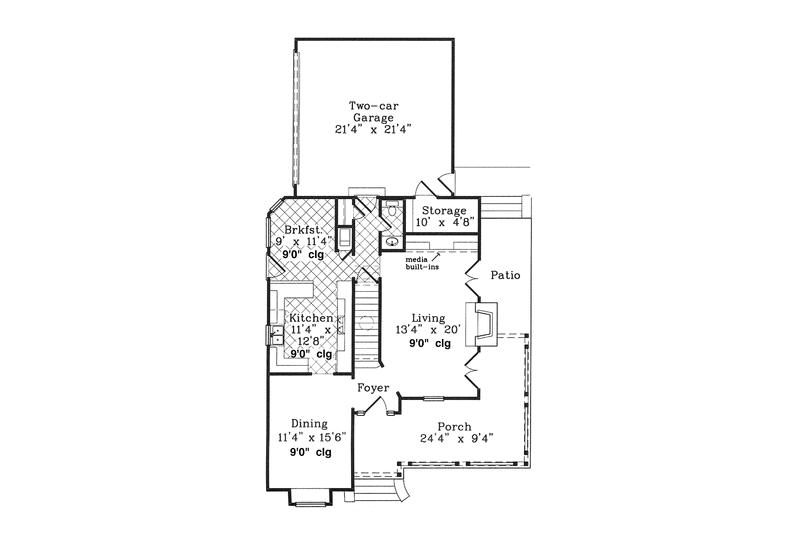 Home Plan - Floor Plan - Main Floor for Country House Plan #985-13 - 3 bed, 2.5 bath