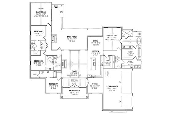 Floor Plan - Main Floor for European House Plan #1096-45 - 4 bed, 4.5 bath