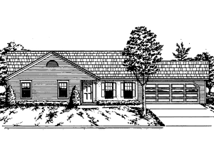 Exterior - Front Elevation 3 for Ranch House Plan #30-323 - 3 bed, 2 bath