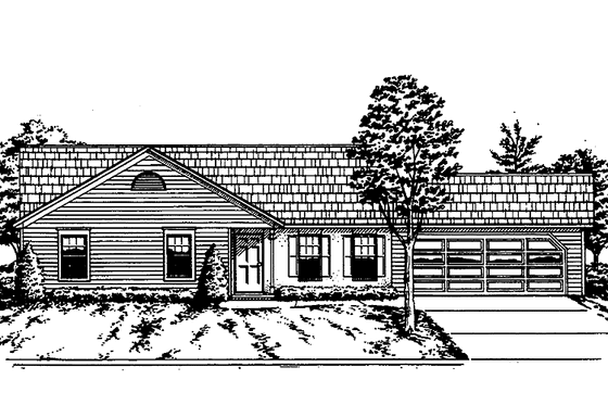 Exterior - Front Elevation 3 for Ranch House Plan #30-323 - 3 bed, 2 bath