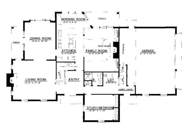 Architectural House Design - Colonial Floor Plan - Main Floor Plan #1016-25