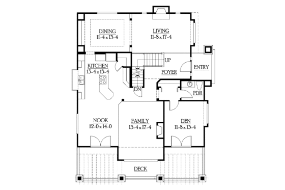 Floor Plan - Main Floor for Craftsman House Plan #132-312 - 3 bed, 2.5 bath