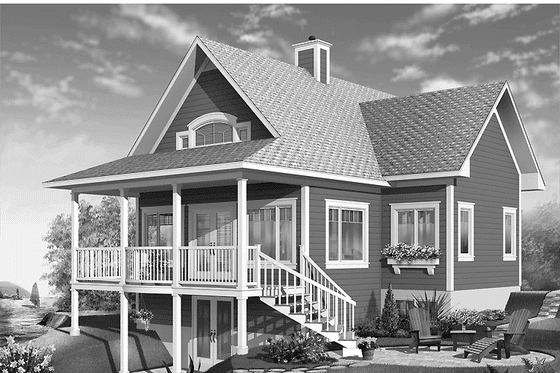 Exterior - Front Elevation 3 for Country House Plan #23-2408 - 3 bed, 2 bath