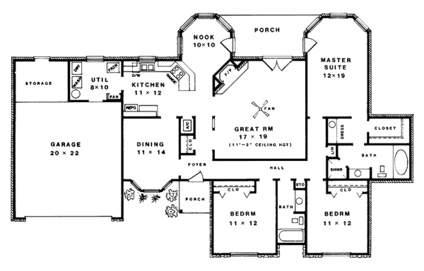 House Plan Design - Ranch Floor Plan - Main Floor Plan #14-266