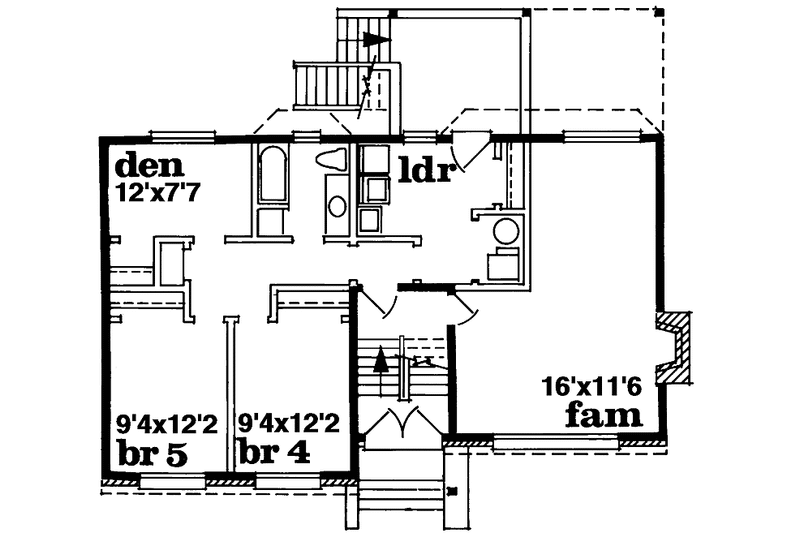 Home Plan - Floor Plan - Lower Floor for Contemporary House Plan #47-712 - 3 bed, 2 bath