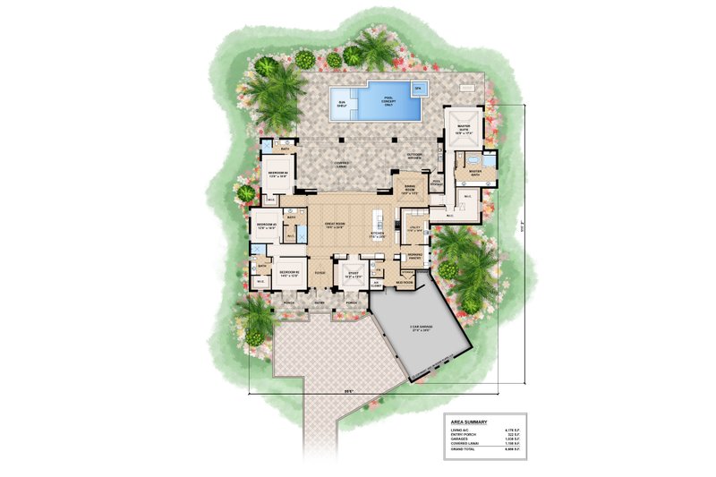 Home Plan - Floor Plan - Main Floor for Colonial House Plan #1083-20 - 4 bed, 4.5 bath