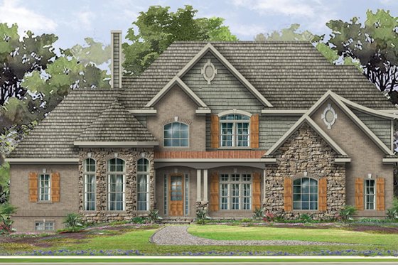 Exterior - Front Elevation 7 for European House Plan #1057-2 - 4 bed, 3.5 bath