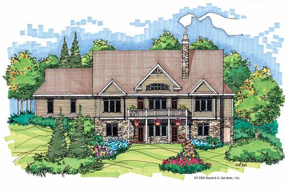 Exterior - Rear Elevation for Country House Plan #929-416 - 4 bed, 3.5 bath