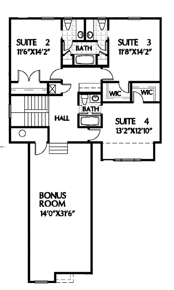 Dream House Plan - Traditional Floor Plan - Upper Floor Plan #999-53