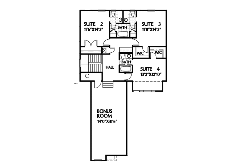 Home Plan - Floor Plan - Upper Floor for Traditional House Plan #999-53 - 5 bed, 4 bath