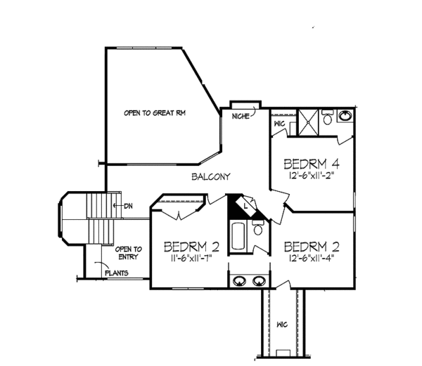 House Plan Design - Mediterranean Floor Plan - Upper Floor Plan #320-1043