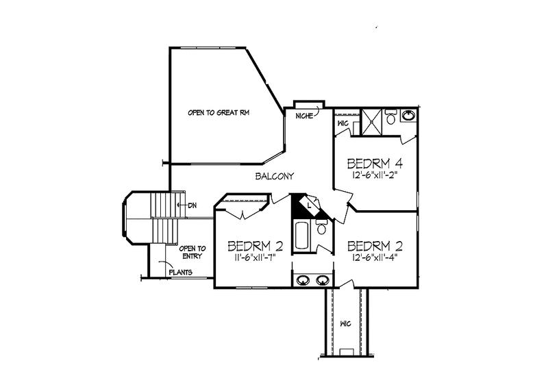 Home Plan - Floor Plan - Upper Floor for Mediterranean House Plan #320-1043 - 4 bed, 3.5 bath