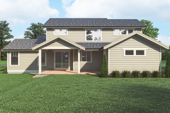 Exterior - Rear Elevation 1 for Craftsman House Plan #1070-131 - 3 bed, 2.5 bath