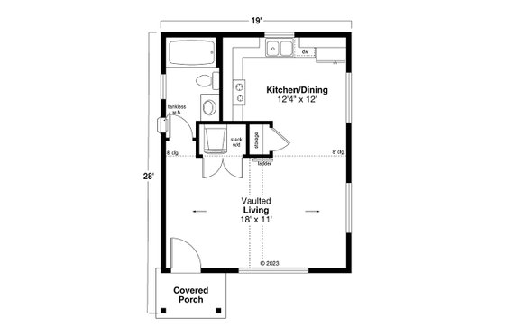 Floor Plan - Main Floor for Cottage House Plan #124-1336, 1 bath