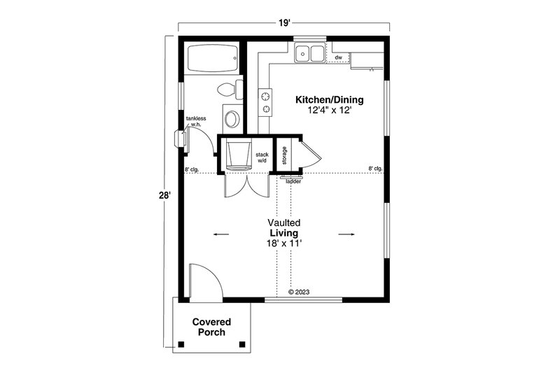 Dream House Plan - Floor Plan - Main Floor for Cottage House Plan #124-1336, 1 bath