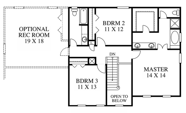 House Design - Colonial Floor Plan - Upper Floor Plan #1053-65