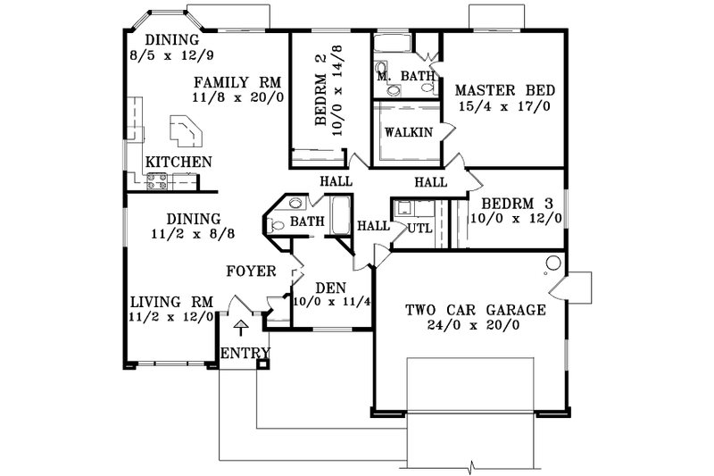 Home Plan - Floor Plan - Main Floor House Plan #1-1392 - 3 bed, 2 bath