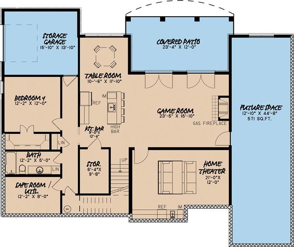 Dream House Plan - European Floor Plan - Lower Floor Plan #923-3