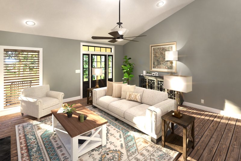Dream House Plan - Interior - Family Room 1 for Farmhouse House Plan #44-306 - 3 bed, 2 bath