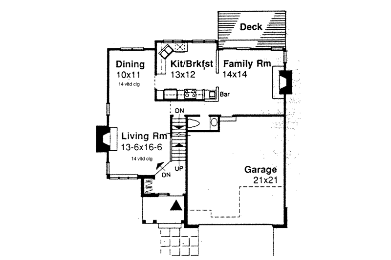 Architectural House Design - Floor Plan - Main Floor for Bungalow House Plan #320-713 - 3 bed, 2.5 bath