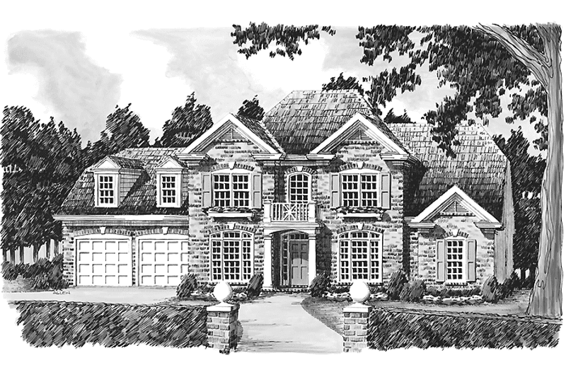 House Blueprint - Exterior - Front Elevation 3 for Colonial House Plan #927-847 - 5 bed, 3 bath