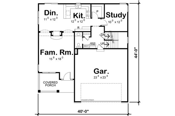 Floor Plan - Main Floor for Modern House Plan #20-2581 - 4 bed, 3.5 bath