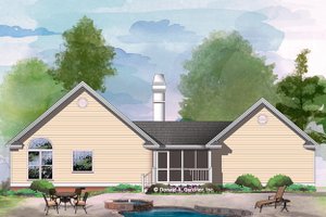 Exterior - Rear Elevation for Country House Plan #929-54 - 3 bed, 2 bath