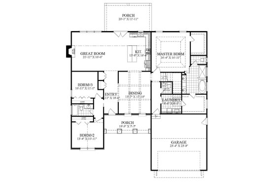 Floor Plan - Main Floor for Ranch House Plan #1071-14 - 3 bed, 2.5 bath