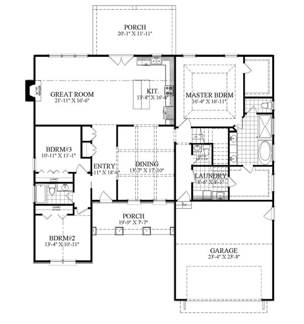 House Blueprint - Ranch Floor Plan - Main Floor Plan #1071-14