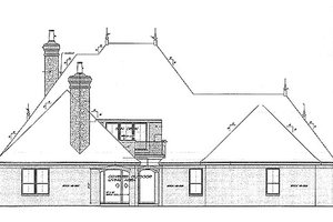 Exterior - Rear Elevation for European House Plan #310-707 - 3 bed, 3.5 bath