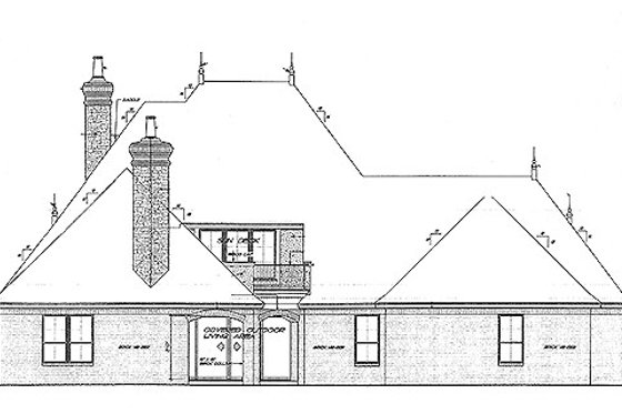 Exterior - Rear Elevation for European House Plan #310-707 - 3 bed, 3.5 bath