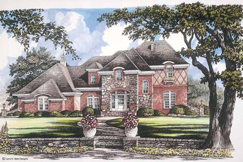 House Blueprint - Tudor Exterior - Front Elevation Plan #952-259
