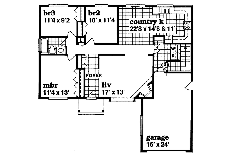 Home Plan - Floor Plan - Main Floor for Ranch House Plan #47-864 - 3 bed, 1 bath