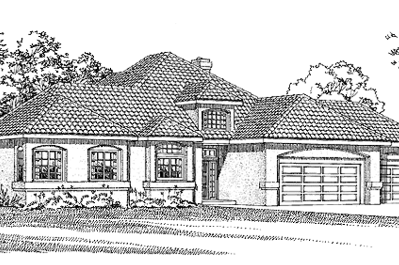 House Blueprint - Mediterranean Exterior - Front Elevation Plan #72-927