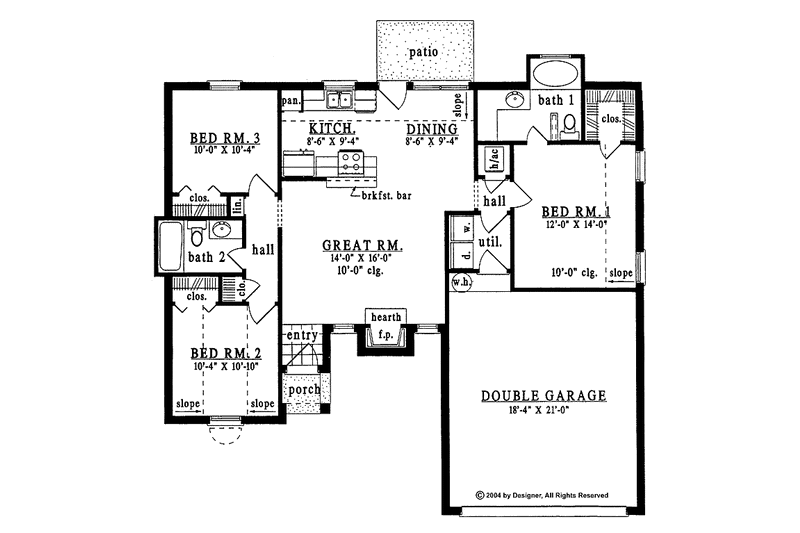 Dream House Plan - Floor Plan - Main Floor for European House Plan #42-550 - 3 bed, 2 bath