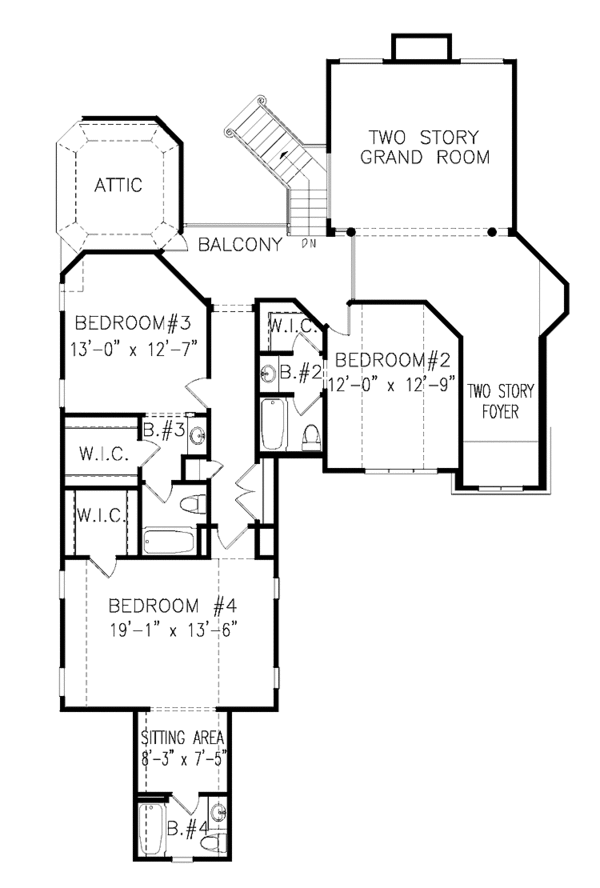 House Blueprint - Craftsman Floor Plan - Upper Floor Plan #54-285