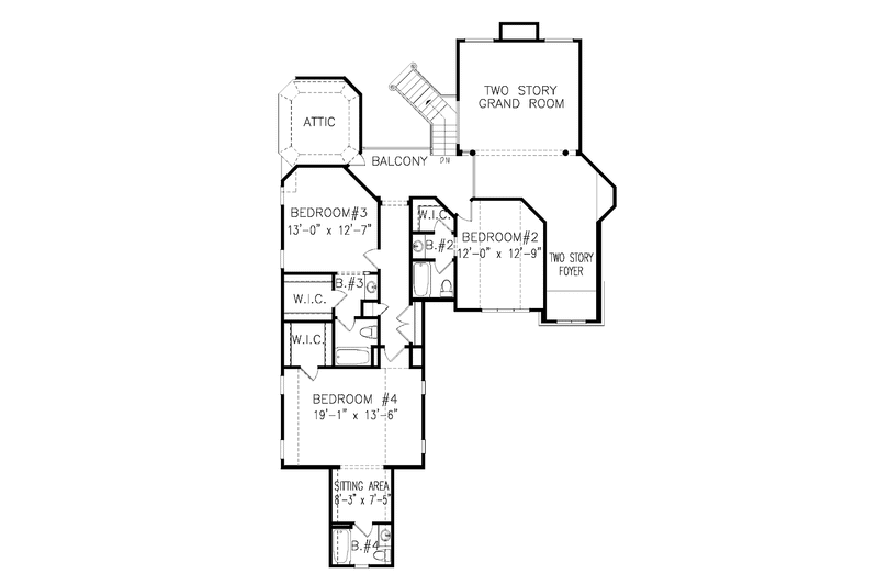 Home Plan - Floor Plan - Upper Floor for Craftsman House Plan #54-285 - 4 bed, 4.5 bath