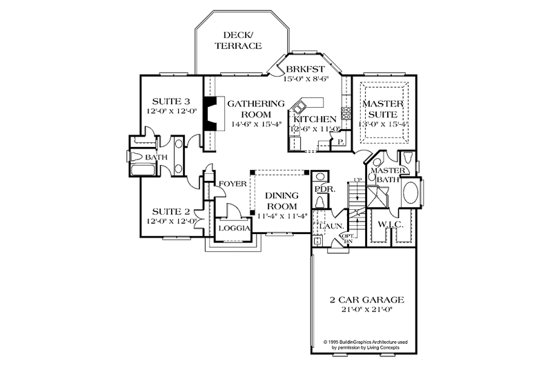 Home Plan - Floor Plan - Main Floor for Traditional House Plan #453-94 - 3 bed, 2.5 bath