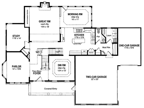 House Plan Design - Colonial Floor Plan - Main Floor Plan #316-250