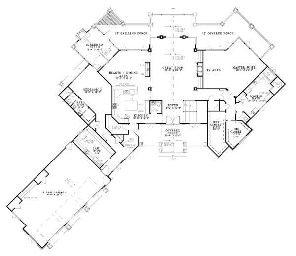 Architectural House Design - Traditional Floor Plan - Main Floor Plan #17-3302