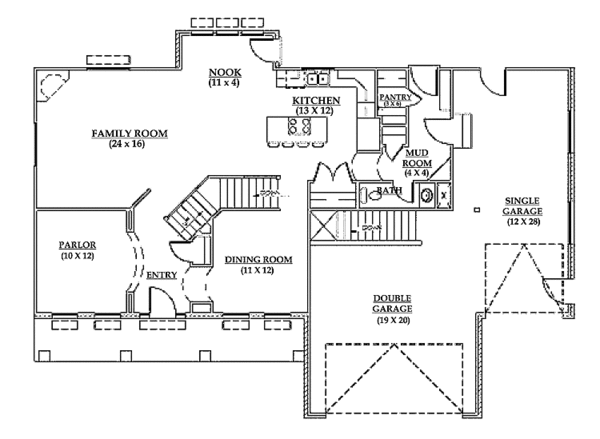 House Design - Country Floor Plan - Main Floor Plan #945-38