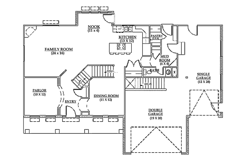 Home Plan - Floor Plan - Main Floor for Country House Plan #945-38 - 4 bed, 2.5 bath