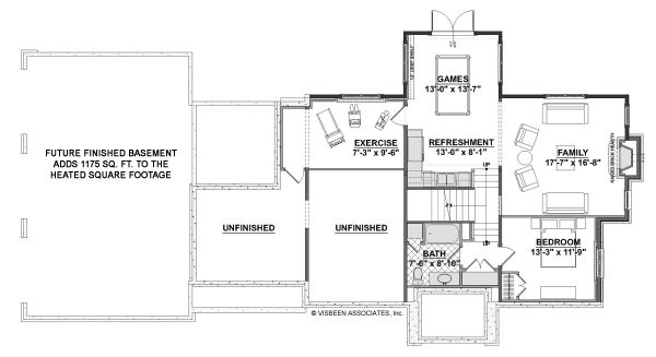 House Design - Cottage Floor Plan - Lower Floor Plan #928-327