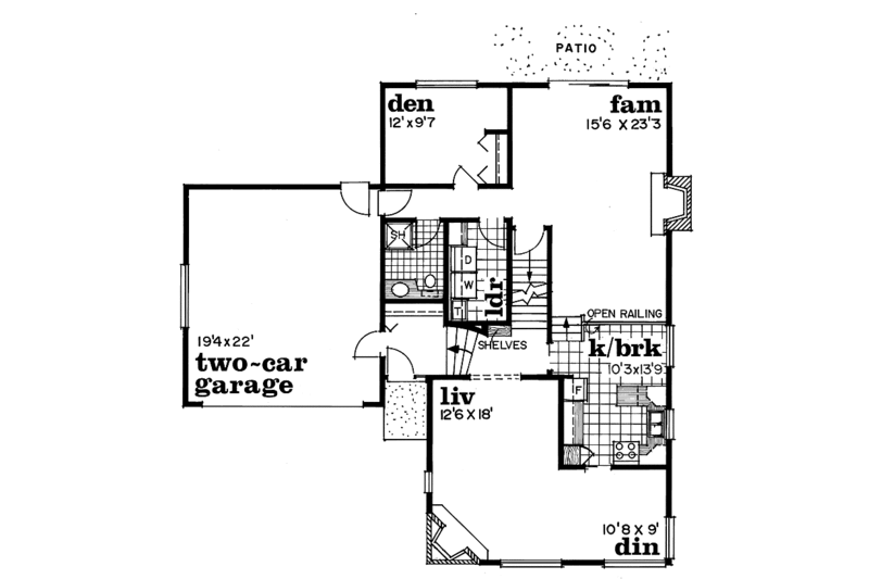 Dream House Plan - Floor Plan - Main Floor for Prairie House Plan #47-955 - 3 bed, 3 bath
