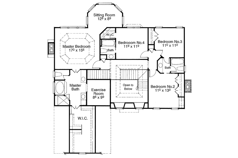 Home Plan - Floor Plan - Upper Floor for Colonial House Plan #429-98 - 4 bed, 3.5 bath