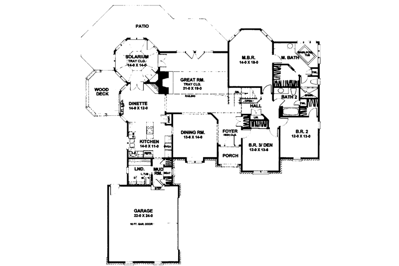 House Blueprint - Floor Plan - Main Floor for Ranch House Plan #328-164 - 2 bed, 2 bath